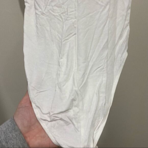 Forever 21 bodysuit white shoulder pads size small button snap - Picture 3 of 8